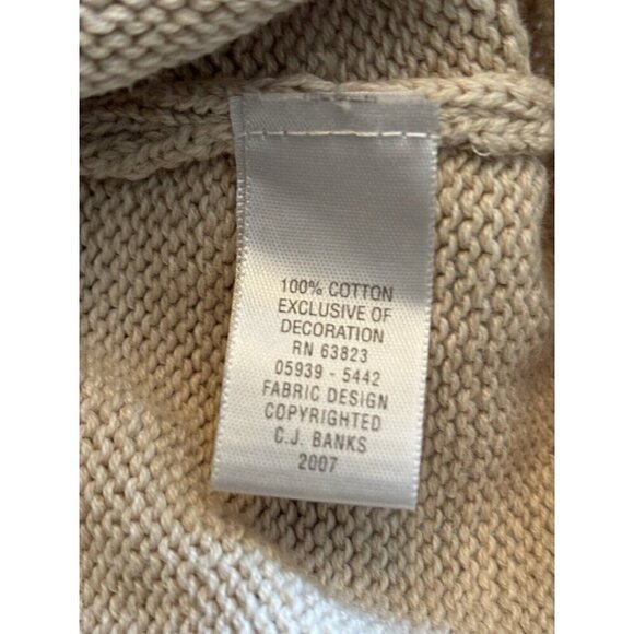 CJ Banks Womens Size X Santa Cat Christmas Sweater Hand Embroidered Cream - Picture 5 of 5